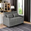 3 In 1 Convertible Sleeper Sofa Bed, Modern Fabric Loveseat Futon Sofa Couch With Pullout Bed, Small Love Seat Lounge Sofa With Reclining Backrest, Furniture For Living Room - Gray - Image 5