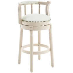 26'' Leather Wooden Bar Stool - Cream