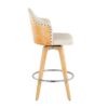 Ahoy - Contemporary Fixed Height Counter Stool With Swivel With Round Footrest (Set of 2) - Natural / Cream - Image 3