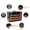 20'' Portable 3 Drawer Steel Toolbox, 4 Layers Of Tools With Metal Latches, With Top Storage Tray And Carrying Handle, Multi Function Tool Storage For Garage, Home, Or Workbench - Black / Orange - Image 8