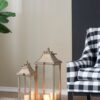 Candle Lantern Decorative, Hurricane Lantern Holder Decor For Indoor Outdoor, Home Garden Wedding - Ivory - Image 5