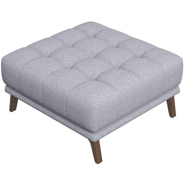 Addison - Square Upholstered Ottoman - Gray / Light Gray / Wood