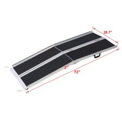 Portable Foldable Aluminium Wheelchair Ramp With Non Skid Surface 6Ft 600 Pound Capacity For Steps Stairs Doorways - Silver