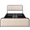 Modern Metal Bed Frame With Curved Upholstered Headboard And Footboard Bed With 4 Storage Drawers, Heavy Duty Metal Slats, King Size - Beige - Image 7