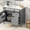 Bathroom Vanity With Top Sink, Modern Bathroom Storage Cabinet With 2 Drawers And A Tip-Out Drawer, Single Sink Bathroom Vanity - Gray - Image 22
