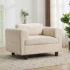 Modern Oversized Armchair Comfy Accent Chair Single Sofa For Living Room Bedroom Office Apartment, Woven Velvet Fabric - Beige - Image 3