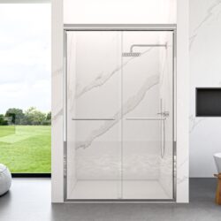 Semi Frameless Double Sliding Shower Door With 6Mm Sgcc Tempered Glass - Chrome