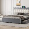 Queen Size Storage Platform Bed, With 2 Big Drawers, Twin Long Size Trundle, One Set Of Sockets & USB Ports - Gray - Image 16