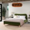 Roman - Queen Curved Headboard Upholstered Platform Bed - Olive Green - Image 7