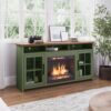 Vineyard - 74" Fireplace TV Stand Console For TVs Up To 85" - Sage Green And Fruitwood - Image 8
