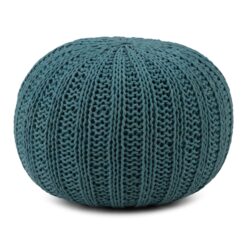 Shelby - Hand Knit Round Pouf - Teal