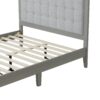 Queen Size Mid Century Modern Solid Wood Platform Bed With Upholstered Headboard - Gray - Image 4