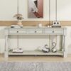 Console Table Long Console Table With Drawers And Shelf For Entryway, Hallway, Living Room - Antique White - Image 3