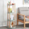 Storage Shelf, 360° Rotating Bookshelf, 4 Tier Bookcase With Large-Capacity Storage Space, Multifunctional Storage Rack, Compact Design For Living Room - Natural - Image 3