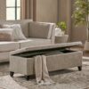 Glouster - Contemporary Storage Ottoman V2 With Upholstered Fabric - Sand - Image 4