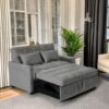 3 In 1 Convertible Sleeper Sofa Bed, Modern Fabric Loveseat Futon Sofa Couch With Pullout Bed, Small Love Seat Lounge Sofa With Reclining Backrest, Furniture For Living Room - Gray - Image 4