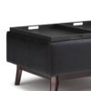 Owen - Tray Top Small Coffee Table Storage Ottoman - Distressed Black - Image 3