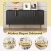 Modern Elegant 4 Door Sideboard Gold Metal Handle Buffet Cabinet For Dining Room, Living Room, Bedroom, Hallway - Black - Image 5