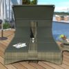Patio Daybed Outdoor Daybed Sun Lounger With Shelter Roof With Adjustable Backrest, Storage Box And 2 Cup Holders For Patio, Balcony, Poolside - Gray - Image 29