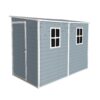 Outdoor Storage Shed With Floor Resin Shed With Two-Window, Waterproof, Lockable Doors For Patio, Yard, Lawn - Gray - Image 4