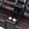 Manual Reclining Sectional Sofa Set L Shaped Symmetrical Motion Sofa Corner Couch Sets With Storage Boxes, 4 Cup Holders And LED Light Strip For Living Room - Black / Brown - Image 24