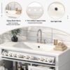 Bathroom Vanity With Top Sink, Modern Bathroom Storage Cabinet 2 Drawers And A Tip-Out Drawer, Single Sink Bathroom Vanity - White - Image 7