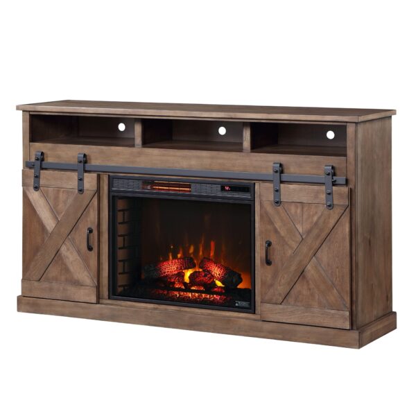 Farmhouse - Electric Fireplace TV Stand For TVs Up To 80" - Barnwood