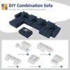 Modern Oversized Modular Sectional Sofa, Sparkling Chenille Fabric Soft Cushion Sofa With 8 Pillows, 8 Pieces Diy Combination Tufted Sofa, No Assembly Required - Blue - Image 16