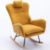 35.5" Rocking Chair With Pocket, Soft Teddy Fabric Rocking Chair For Nursery, Comfy Wingback Glider Rocker With Safe Solid Wood Base For Living Room Bedroom Balcony - Turmeric - Image 6
