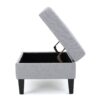 Contemporary Storage Ottoman With Tufted Waffle Stitching - Light Gray - Image 4