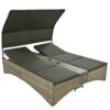 Patio Daybed Outdoor Daybed Sun Lounger With Shelter Roof With Adjustable Backrest, Storage Box And 2 Cup Holders For Patio, Balcony, Poolside - Gray - Image 22