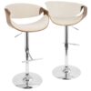 Curvo - Mid-Century Modern Adjustable Barstool With Swivel (Set of 2) - Chrome / Walnut / Cream - Image 2