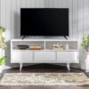 Mid-Century Modern Minimalist 3 Drawer Corner TV Stand For TVs Up To 58 - White - Image 8
