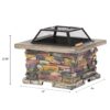 Outdoor Wood Bruning Magnesium Oxide Fire Pit With Lid - Natural Gray - Image 5
