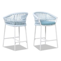 Maiden - Patio Counter Stool Sunproof Olefin (Set of 2) - Sky Blue