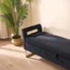 Wide Storage Soft Ottoman Bench With Armrests, Footrest Bed End Stool For Living Room, Dorm, Entryway And Bedroom - Black - Image 6