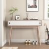 Rustic Entryway Console Table With Sliding White Doors And Wood Legs - Natural - Image 2