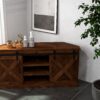 Farmhouse - Corner TV Stand For TVs Up To 80" - Aged Whiskey - Image 4