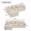 Compression Sofa: Combining Chaise Longue With 3 Seater, Corduroy Fabric, Full Sponge Compression Sofa, Combined Sofa With 4 Pillows For Living / Home Furniture / Apartment - White - Image 17