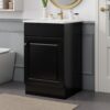 20" Bathroom Vanity With Sink, Freestanding Cabinet With Door Shelf And Adjustable Shelf, And Ceramic Construction - Black - Image 6