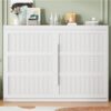Queen Size Murphy Wall Bed Modern Design With LED Lights - White - Image 20