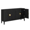 4 Door Sideboard Storage Cabinet For Living Room And Dining Room, 2 Large Cabinets With Gold Handles And Adjustable Shelf - Black - Image 15