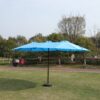 15 X 9 Ft Double Sided Outdoor Market Umbrella With Lights And Base Rectangular Twin Canopy - Blue - Image 22