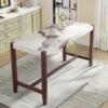 Counter Height Bar Table, Faux Marble Dining Table For Kitchen, Living Room, Or Balcony - White - Image 4