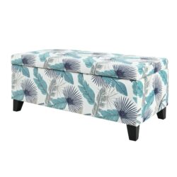 Charming Floral Storage Ottoman With Upholstered Fabric And Wood Frame - Flower