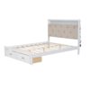 Elegant Wood Queen Size Platform Bed With Upholstered Headboard Led And Storage Drawers In Antique - Antique White - Image 2