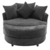 360° Swivel Accent Barrel Chair With Storage Ottoman & 4 Pillows, Modern Chenille Leisure Chair Round Accent For Living Room - Gray - Image 19