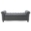 Hayes - Contemporary Armed Storage Bench With Rolled Arms And Button Tufting - Dark Gray - Image 2