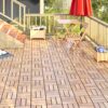 20 Piece Interlocking Deck Tiles Checker Pattern, Square Acacia Hardwood Outdoor Flooring For Patio, Bancony, Pool Side - Yellow - Image 23