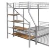 Twin Over Full Size Metal Bunk Bed With Trundle And Storage Staircase - Silver - Image 12